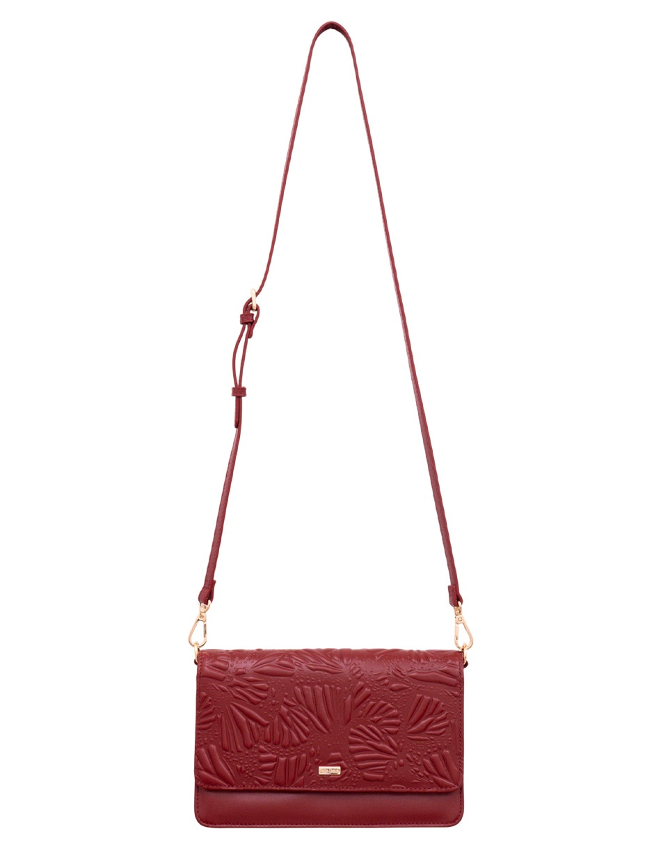 Bolsa crossbody grabado mariposa de piel para mujer