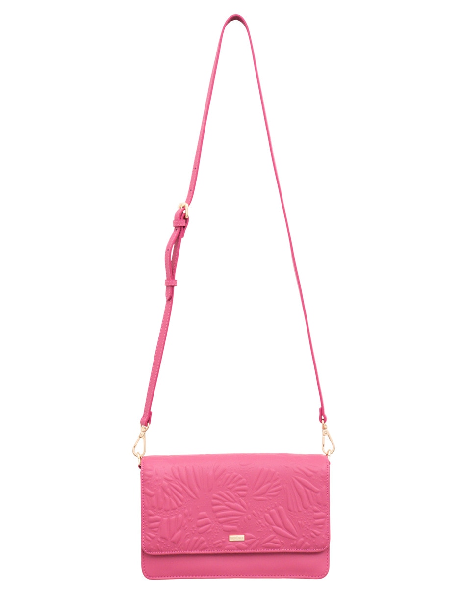 Bolsa crossbody grabado mariposa de piel para mujer