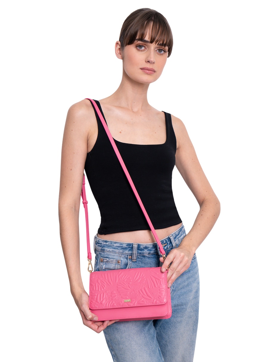 Bolsa crossbody grabado mariposa de piel para mujer 8