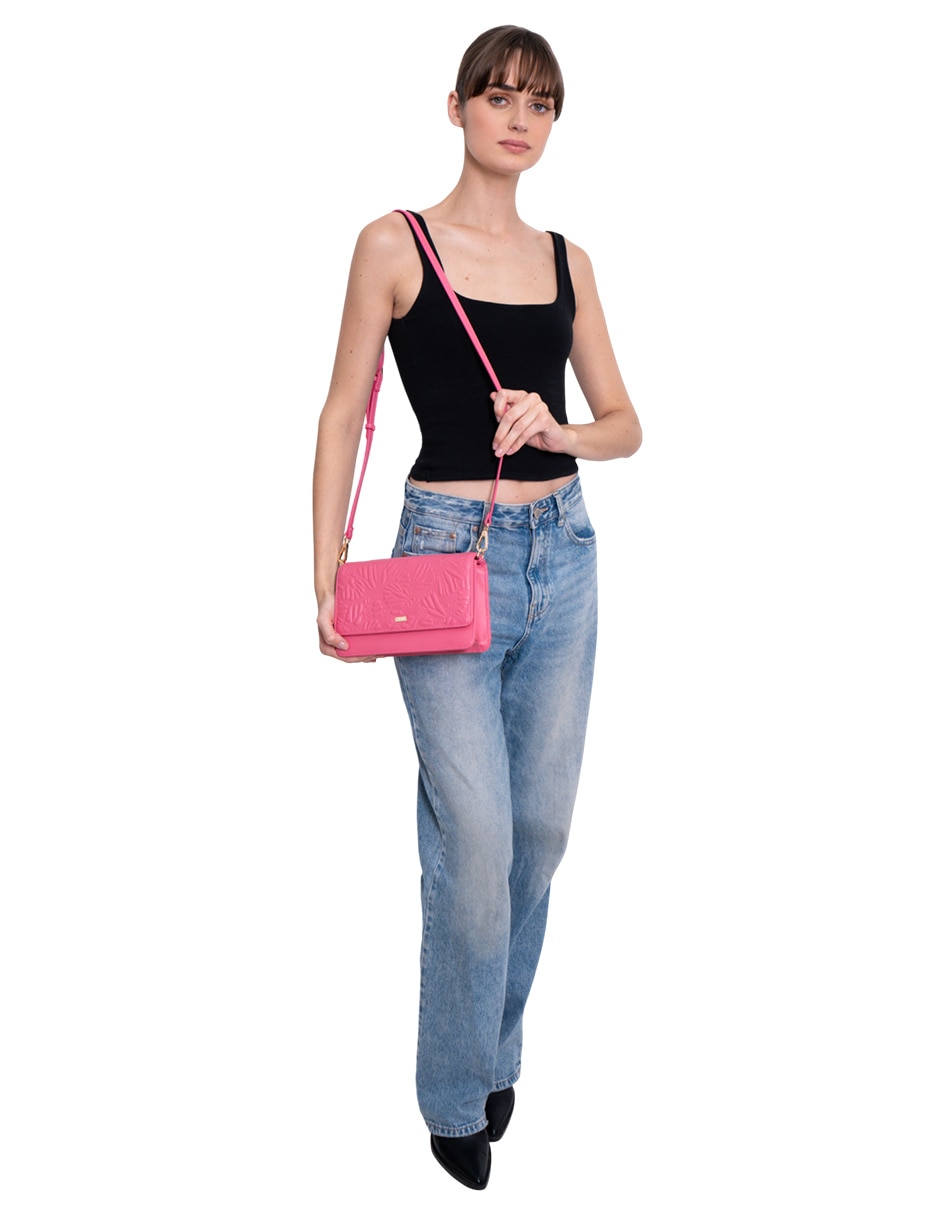 Bolsa crossbody grabado mariposa de piel para mujer 11
