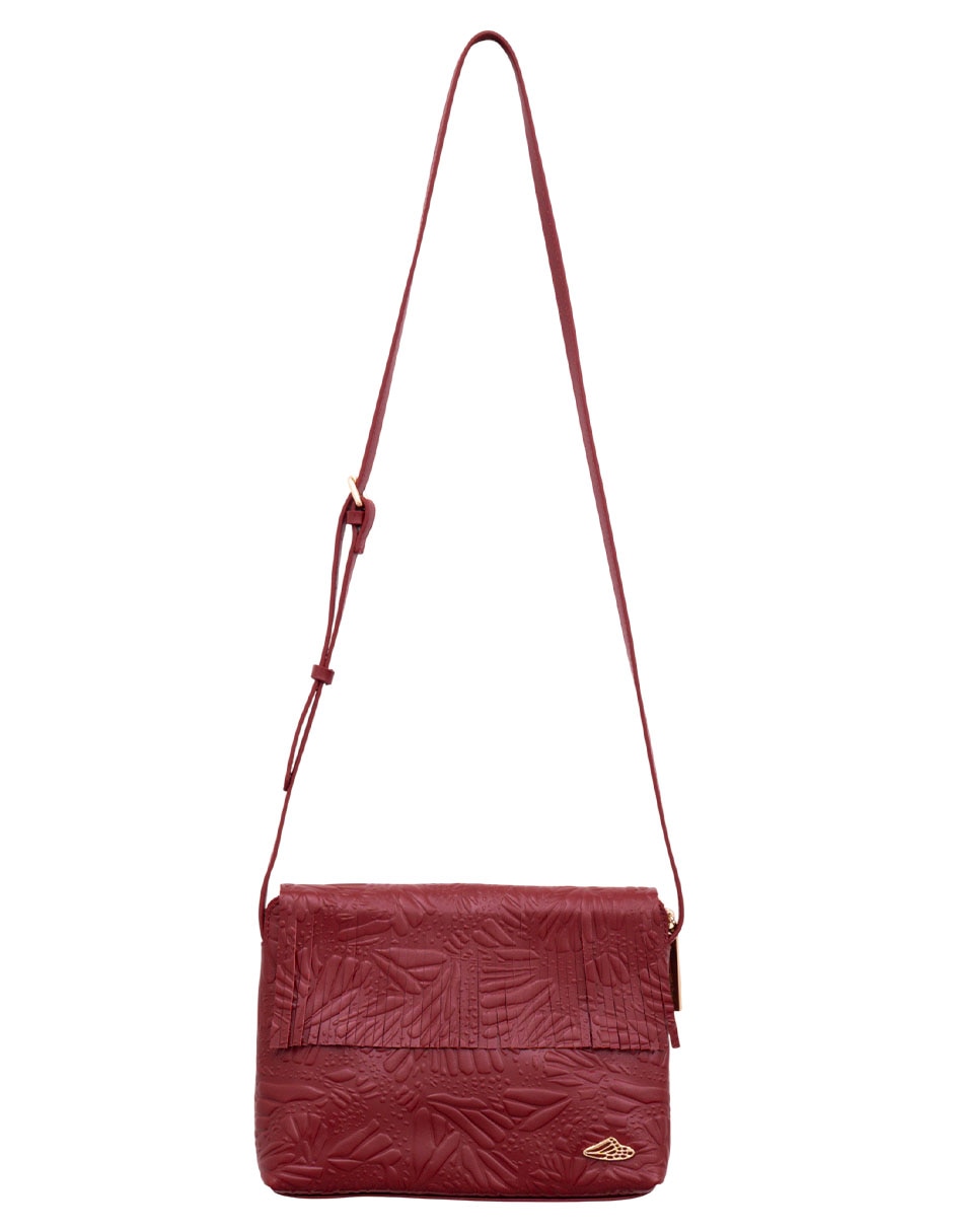 Bolsa crossbody grabado mariposa de piel para mujer
