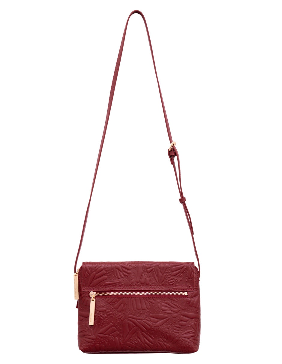 Bolsa crossbody grabado mariposa de piel para mujer 6