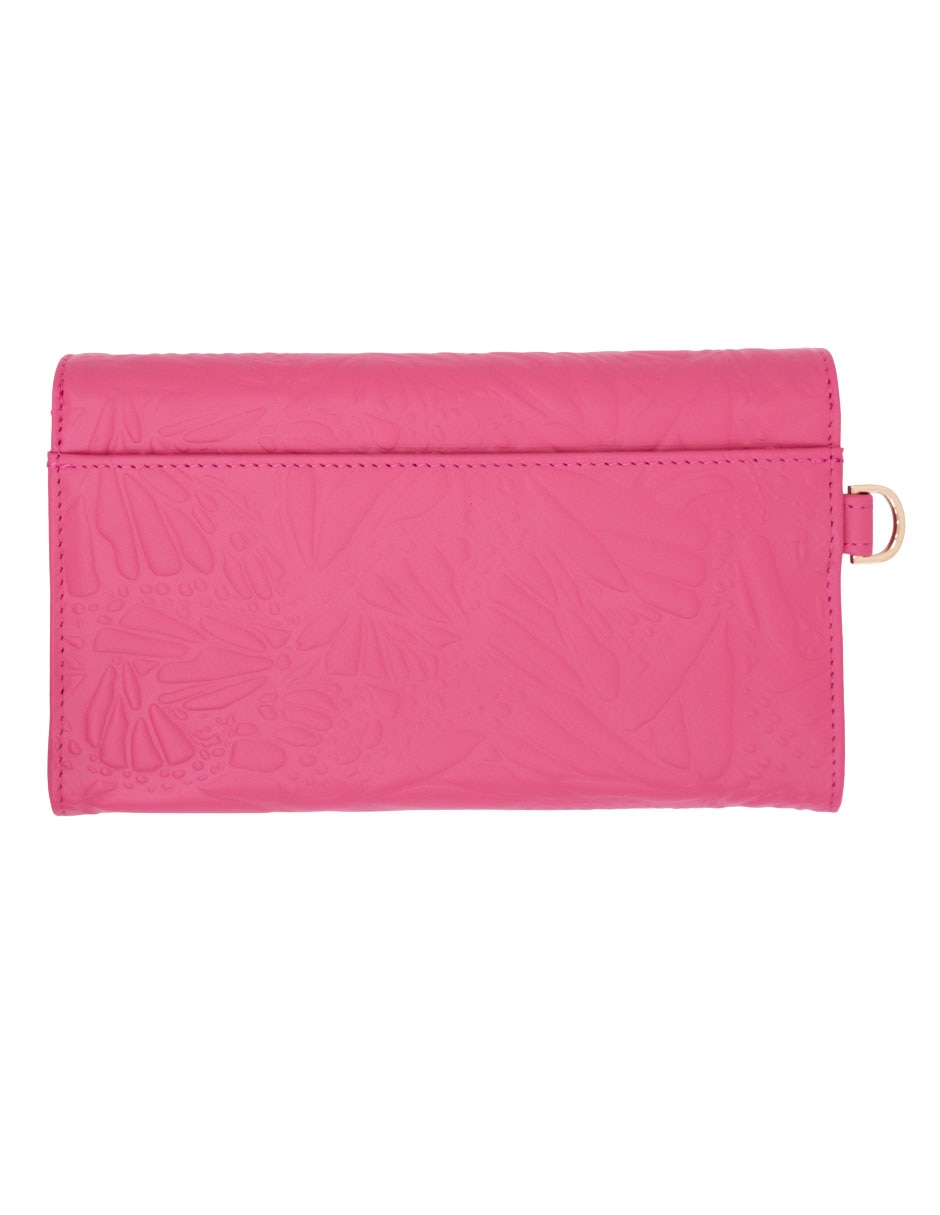 Bolsa wristlet grabado mariposa de piel para mujer 6
