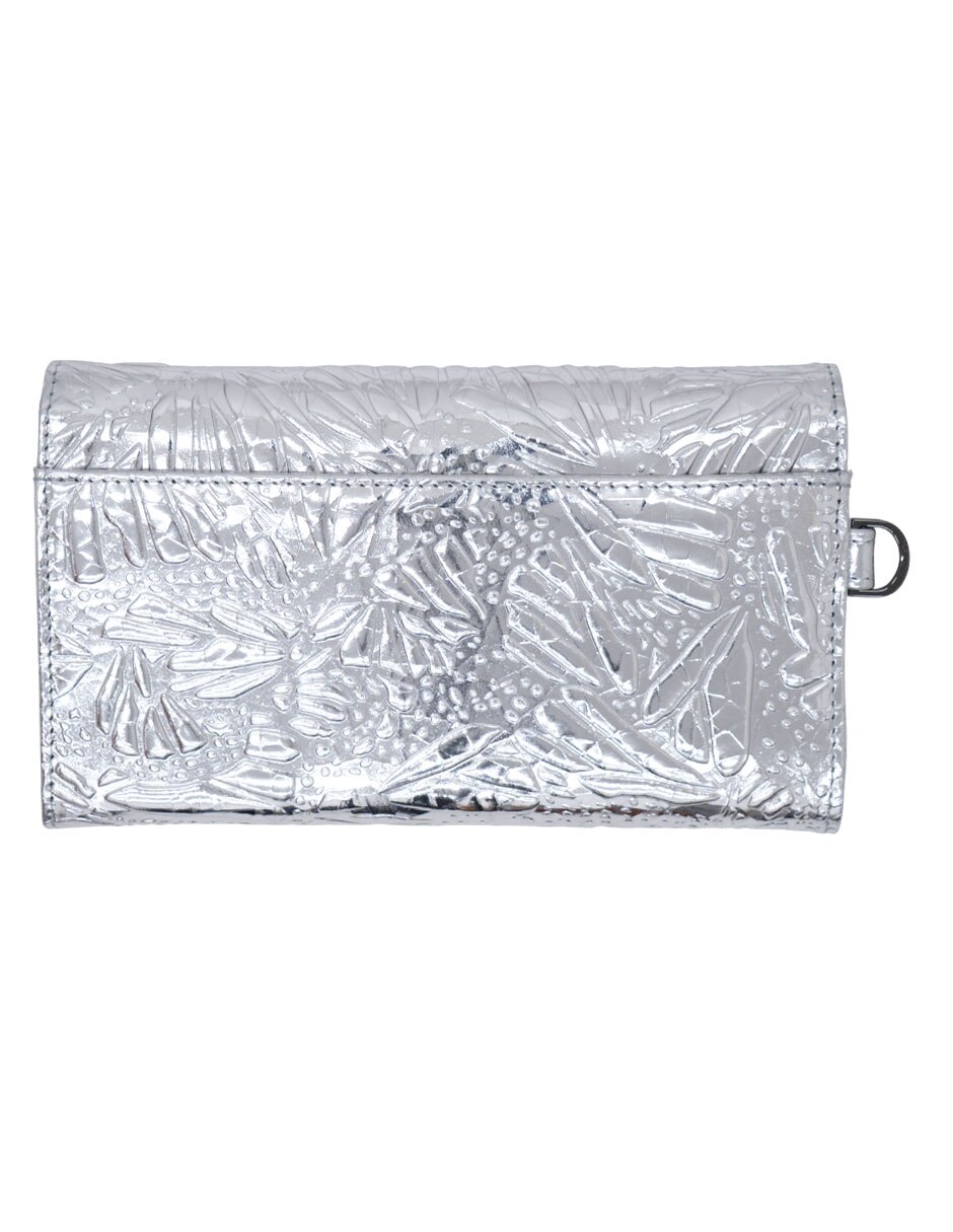 Bolsa wristlet grabado mariposa de piel para mujer 6