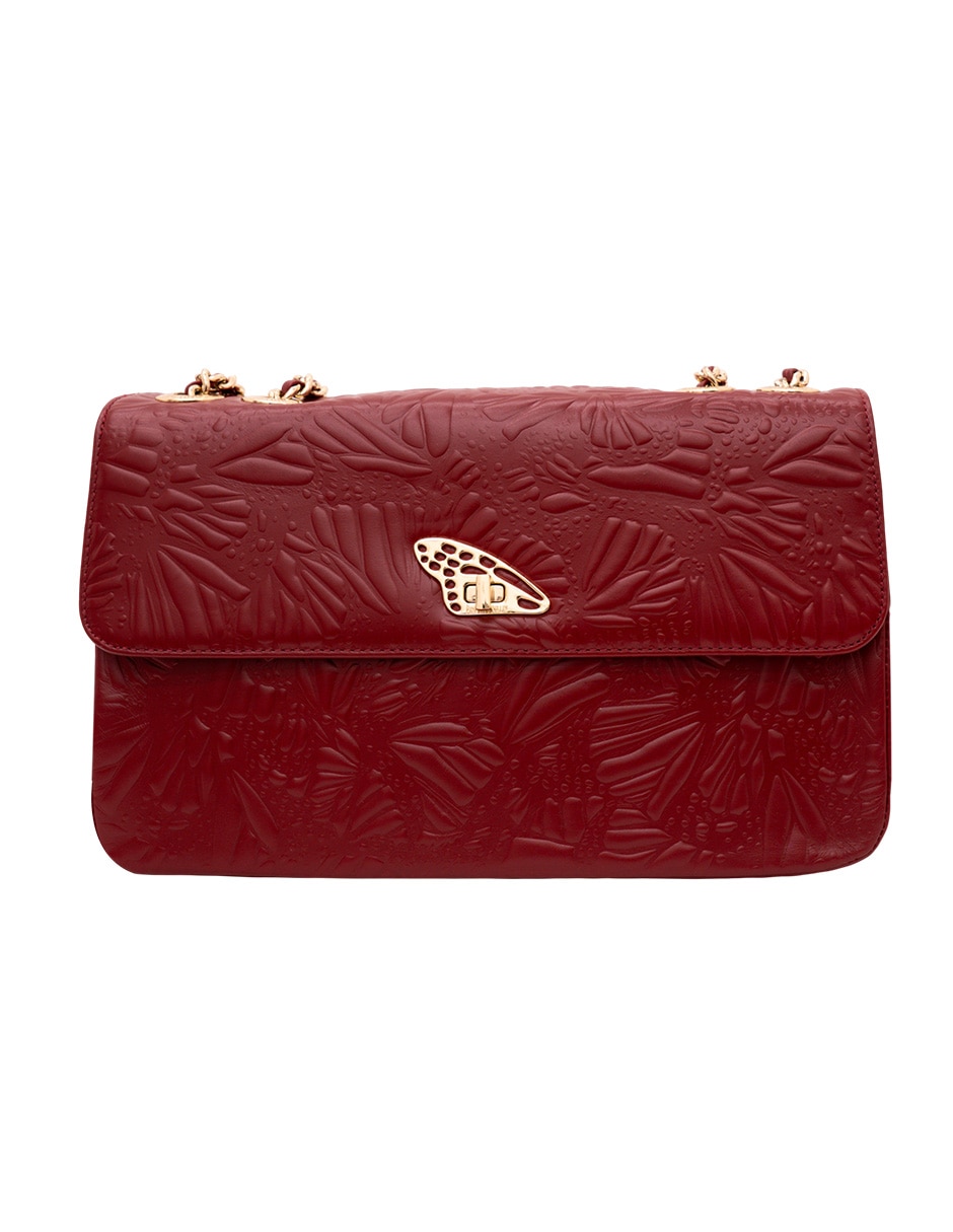 Bolsa crossbody grabado mariposa de piel para mujer