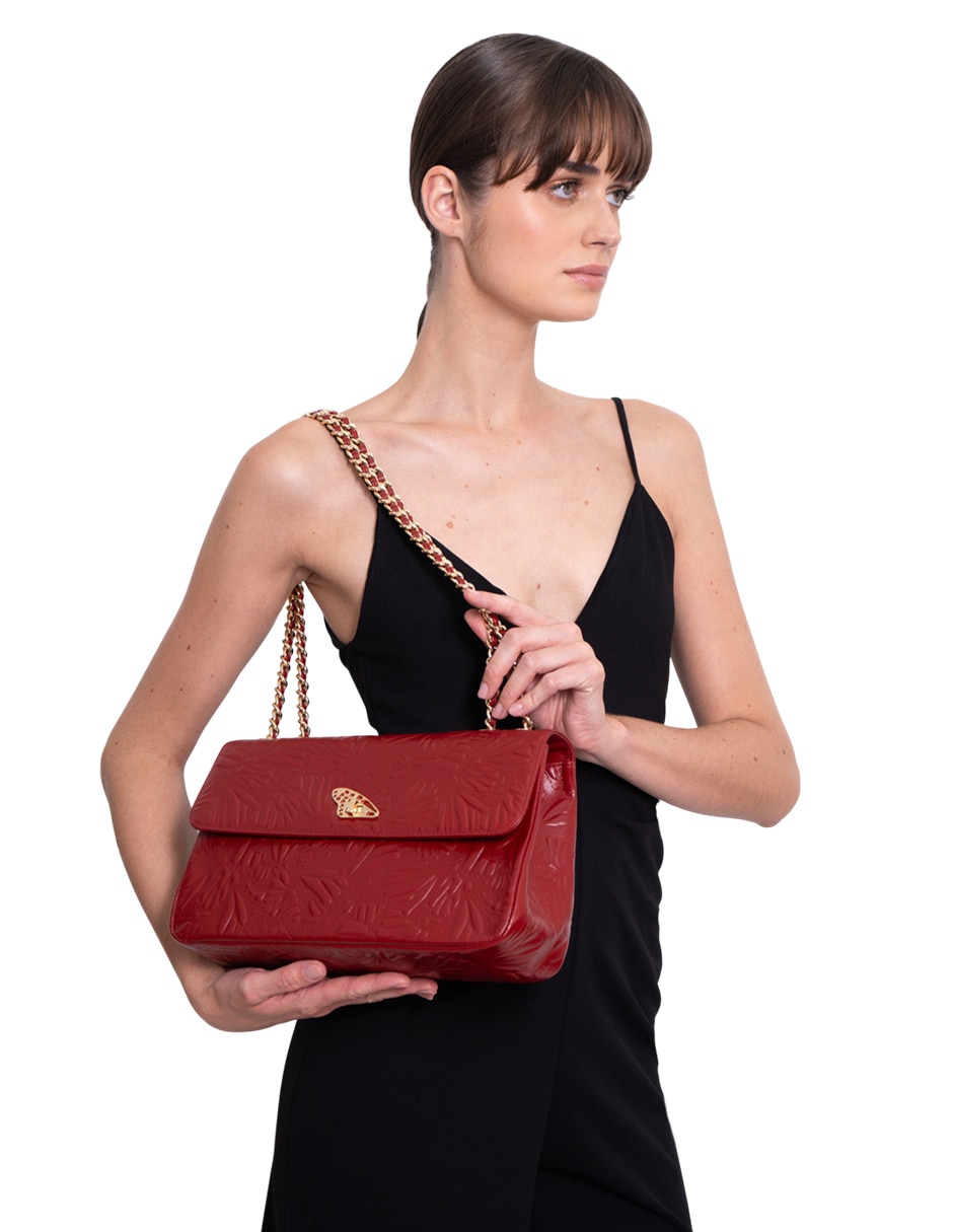 Bolsa crossbody grabado mariposa de piel para mujer 10