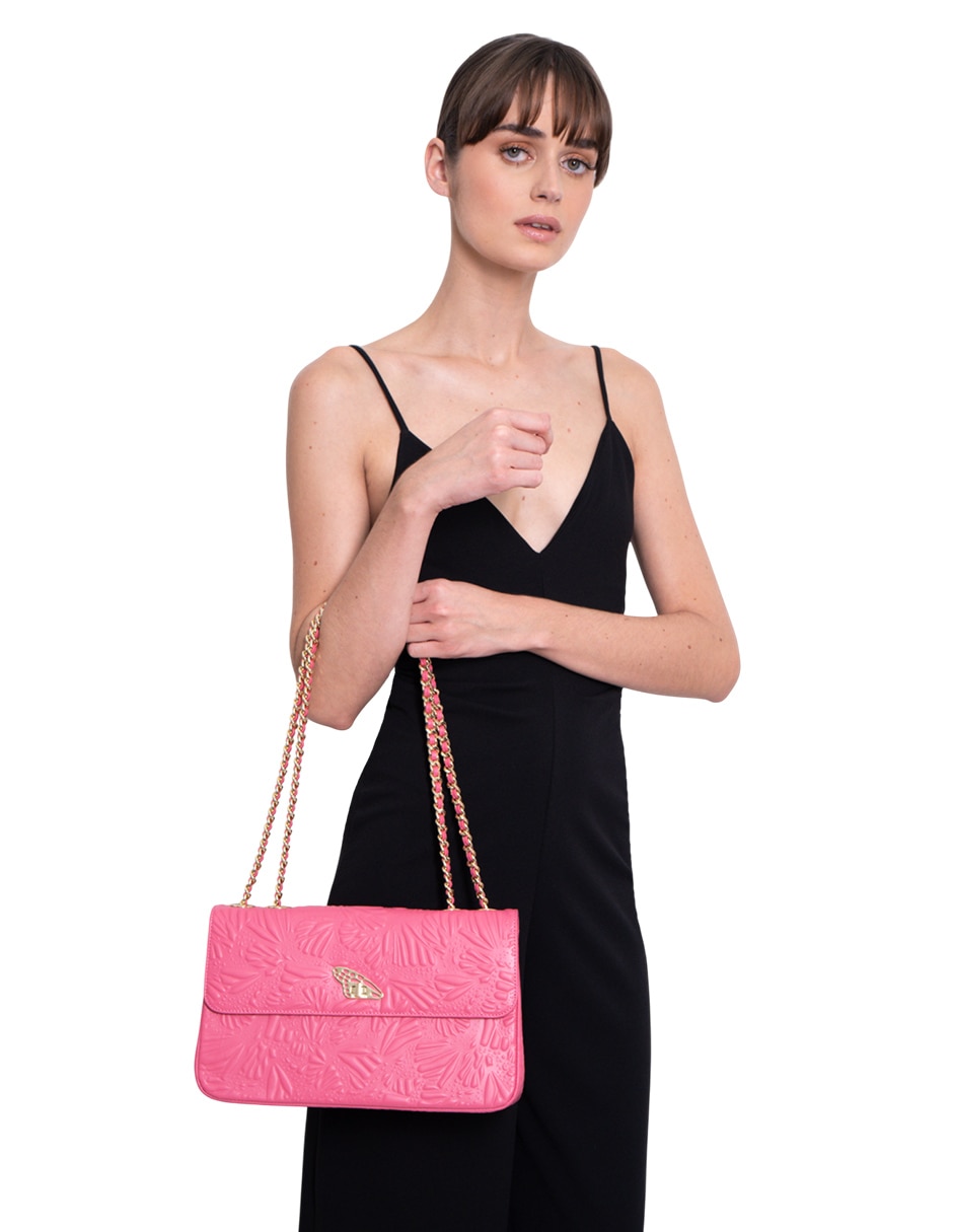 Bolsa crossbody grabado mariposa de piel para mujer 10