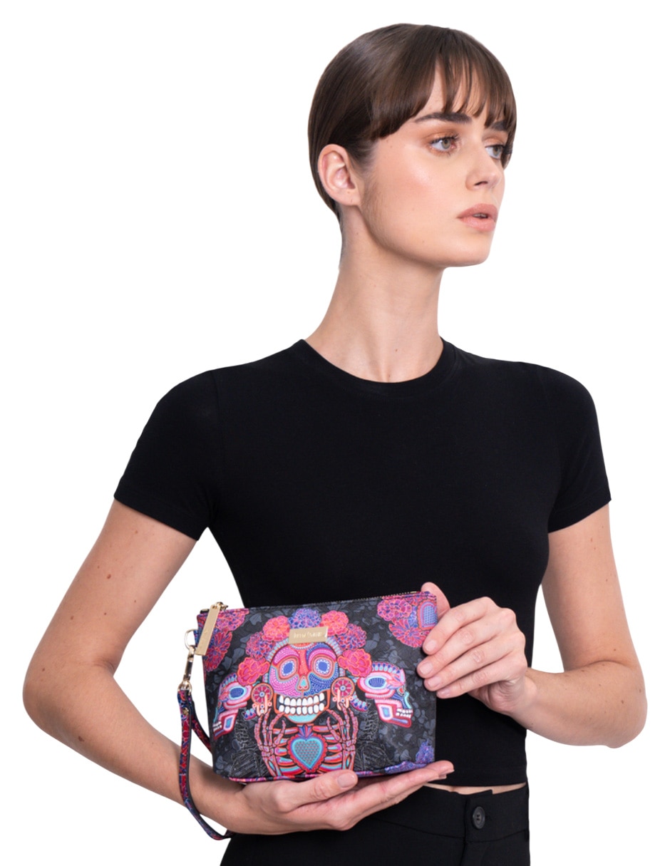 Cosmetiquera para maquillaje día de muertos catrina para mujer 11