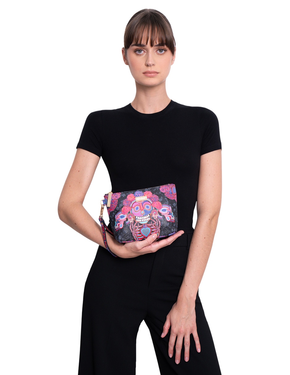 Cosmetiquera para maquillaje día de muertos catrina para mujer 12