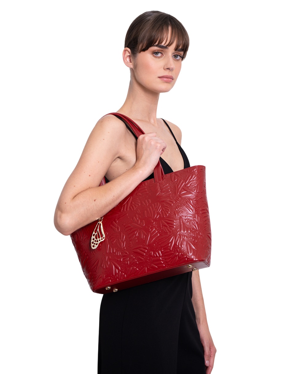 Bolsa tote Grabado Mariposa de piel para mujer 6