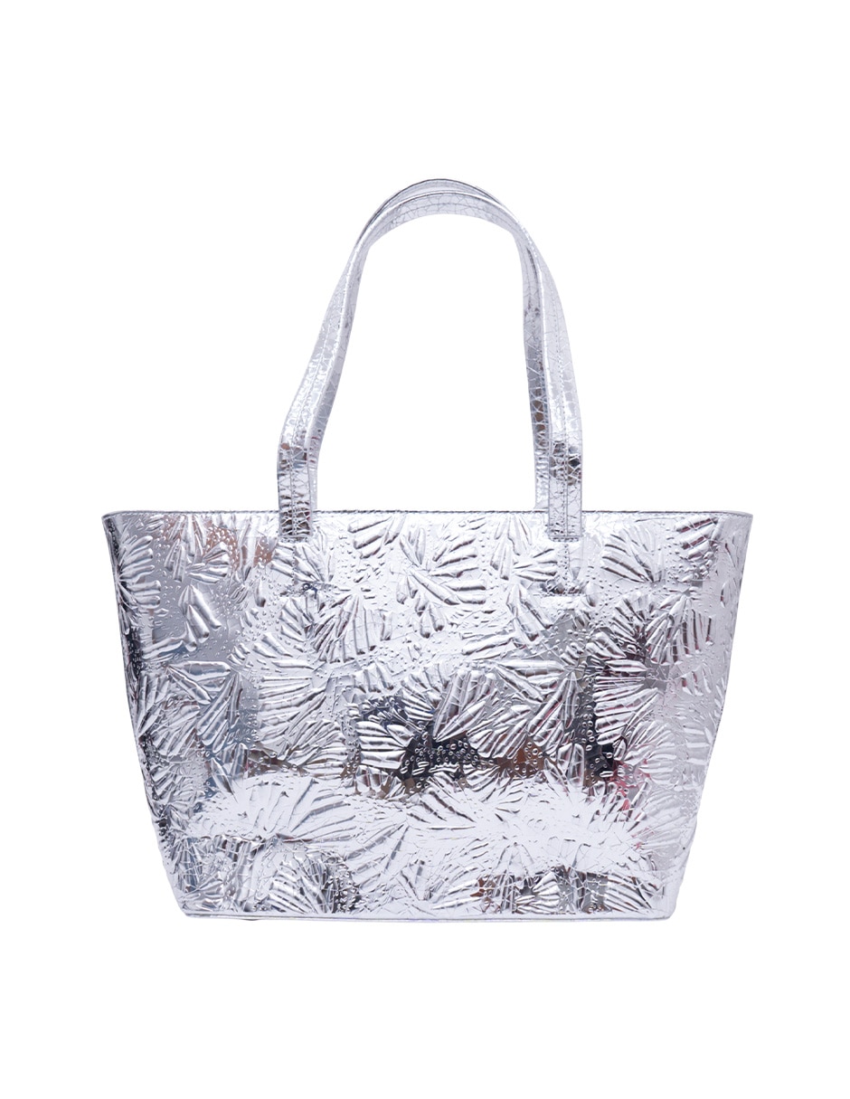 Bolsa tote Grabado Mariposa de piel para mujer 3