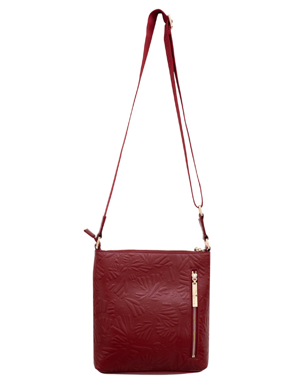 Bolsa messenger Grabado Mariposa de piel para mujer 2