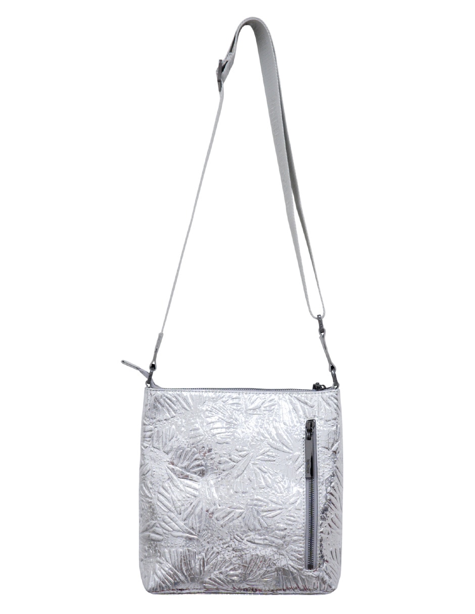 Bolsa messenger Grabado Mariposa de piel para mujer 2