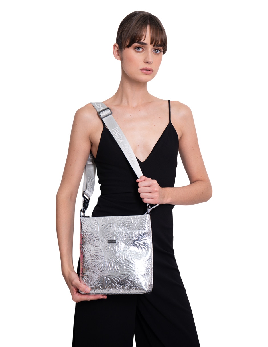 Bolsa messenger Grabado Mariposa de piel para mujer 4