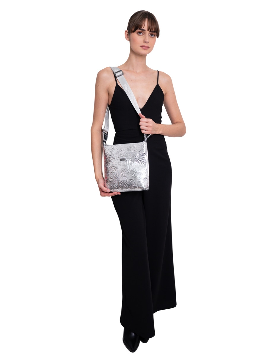 Bolsa messenger Grabado Mariposa de piel para mujer 6