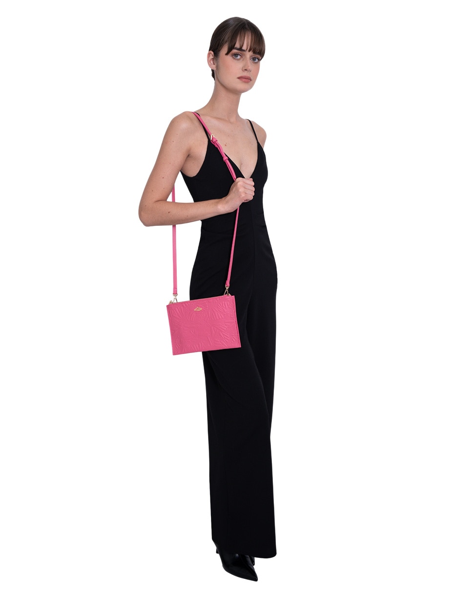 Bolsa crossbody Grabado Mariposa de piel para mujer 5