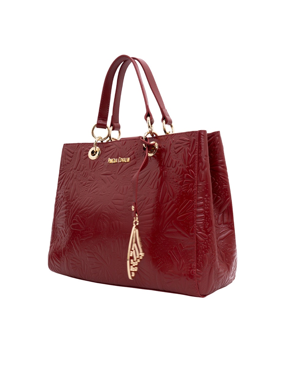 Bolsa satchel Grabado Mariposa de piel para mujer 2