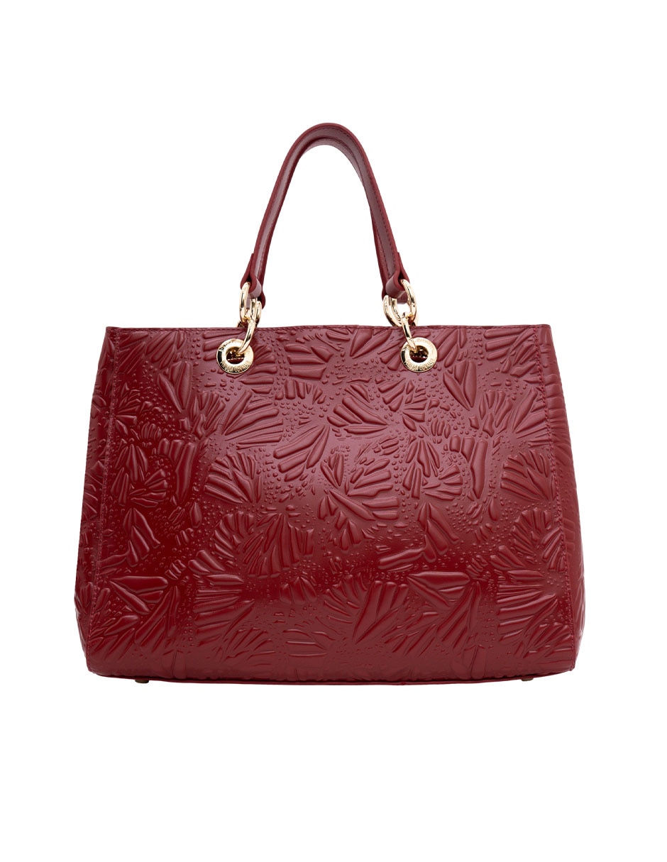 Bolsa satchel Grabado Mariposa de piel para mujer 3