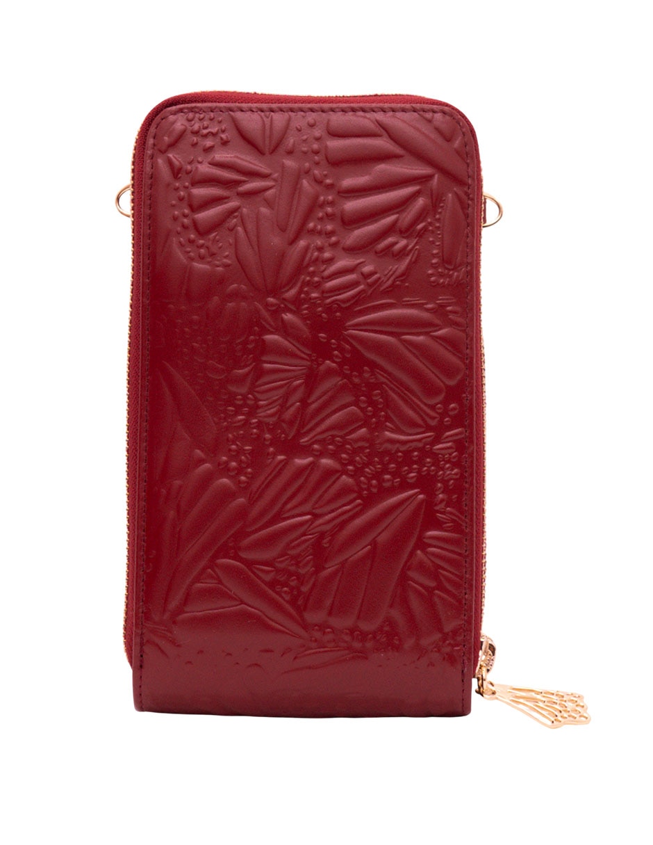 Bolsa crossbody Grabado Mariposa de piel para mujer 3