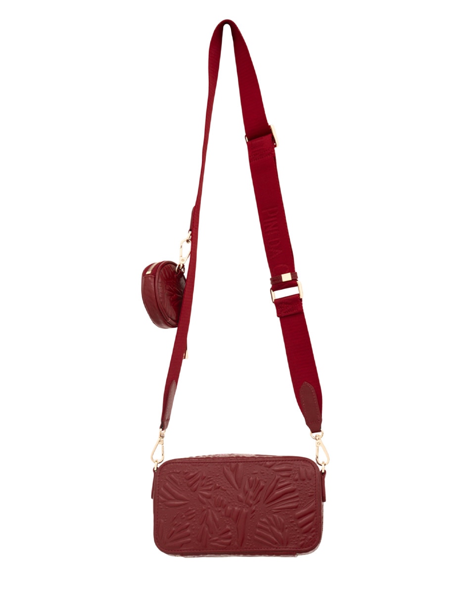 Bolsa crossbody Grabado Mariposa de piel para mujer 5