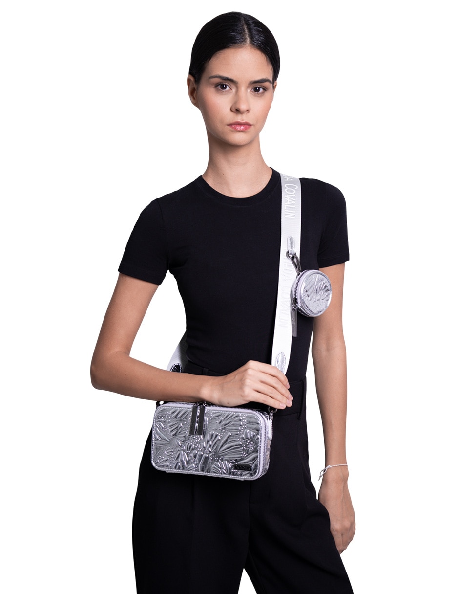 Bolsa crossbody Grabado Mariposa de piel para mujer 8
