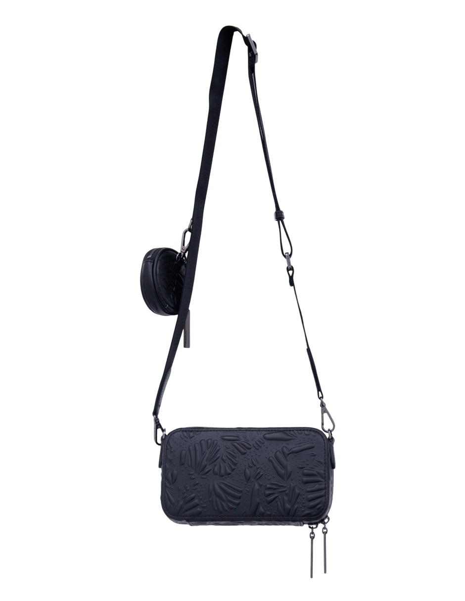 Bolsa crossbody Grabado Mariposa de piel para mujer 2