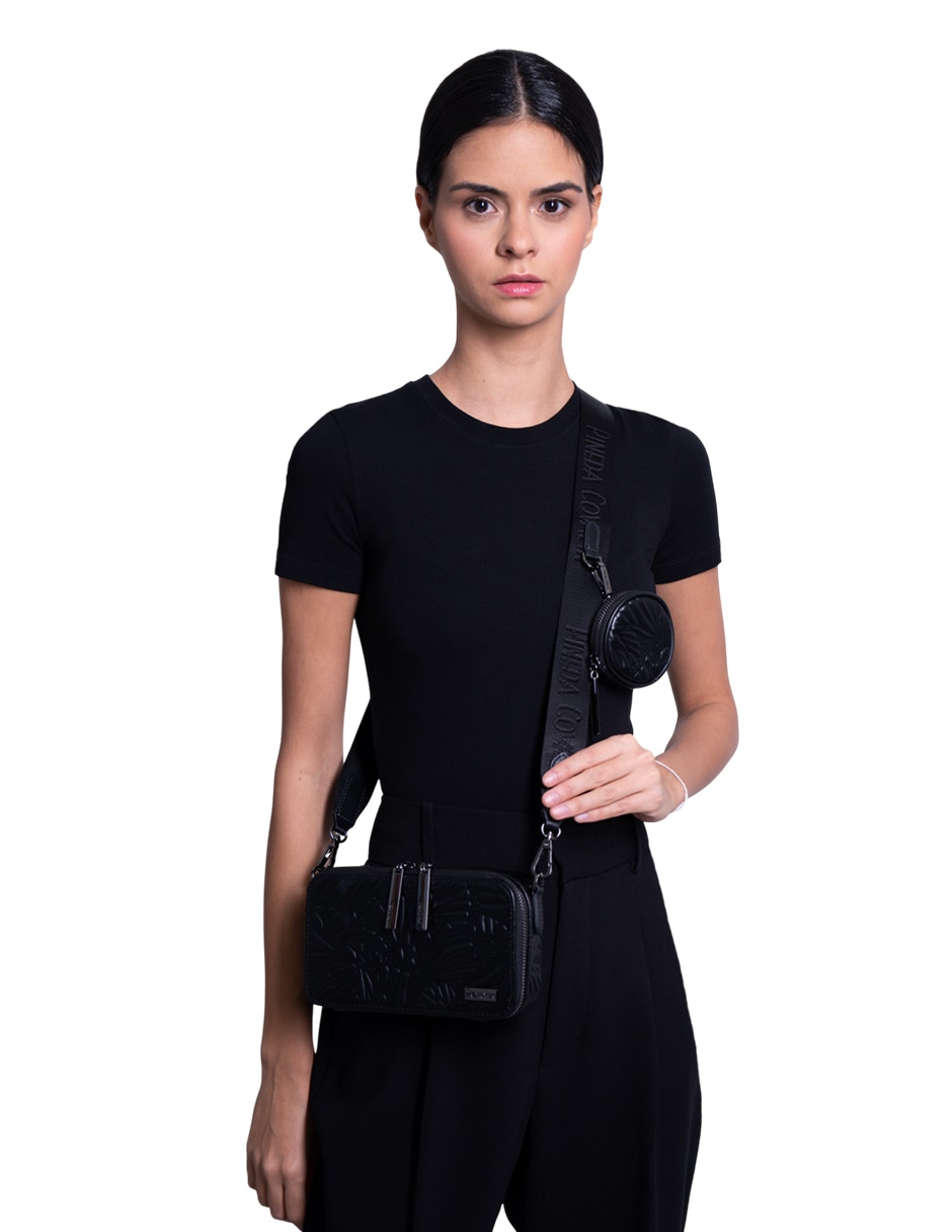 Bolsa crossbody Grabado Mariposa de piel para mujer 3