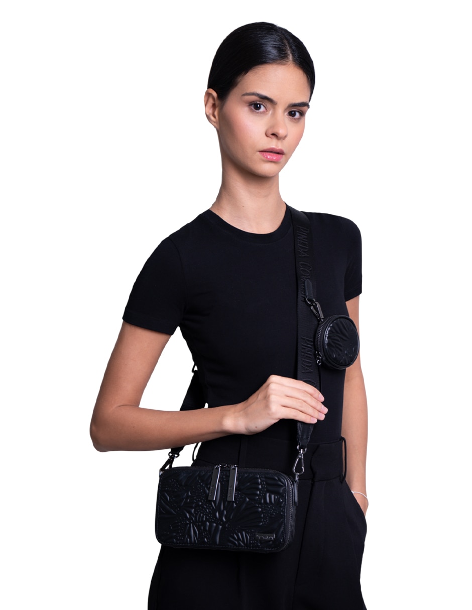 Bolsa crossbody Grabado Mariposa de piel para mujer 4