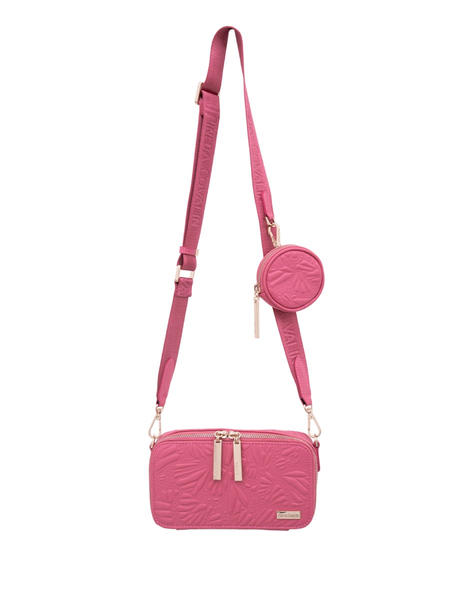Bolsa crossbody Grabado Mariposa de piel para mujer