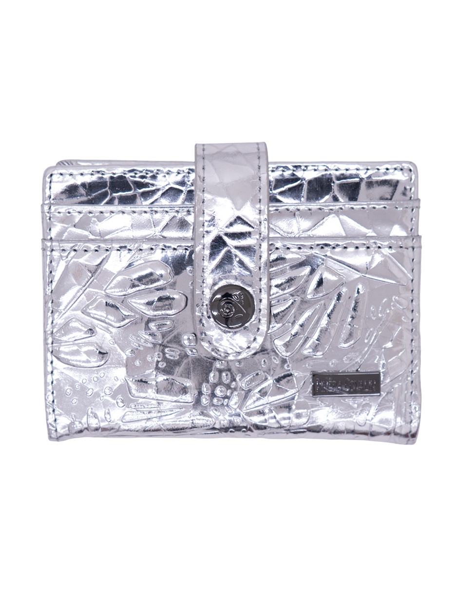 Tarjetero de piel Grabado Mariposa para mujer