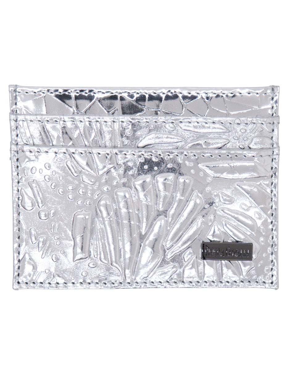Tarjetero de piel Grabado Mariposa para mujer