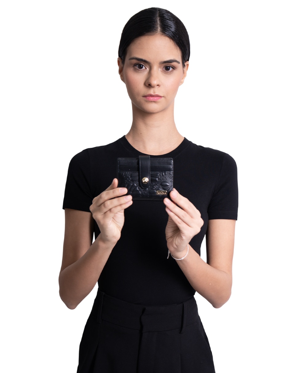 Tarjetero de piel Grabado Mariposa para mujer 4