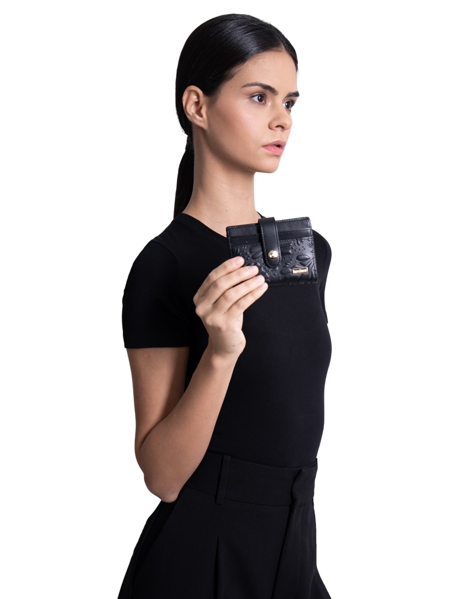 Tarjetero de piel Grabado Mariposa para mujer 5