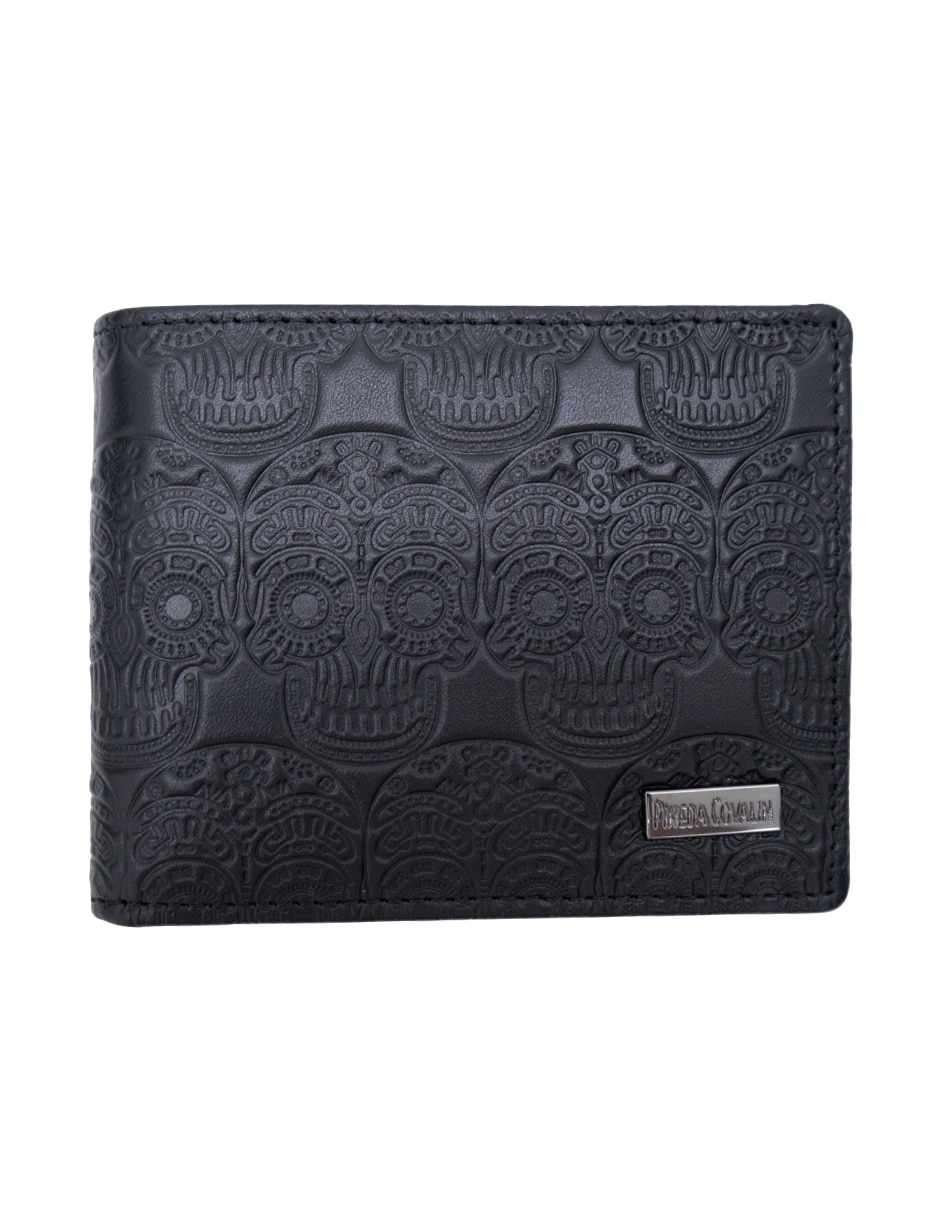 Cartera grabado tzompantli para hombre