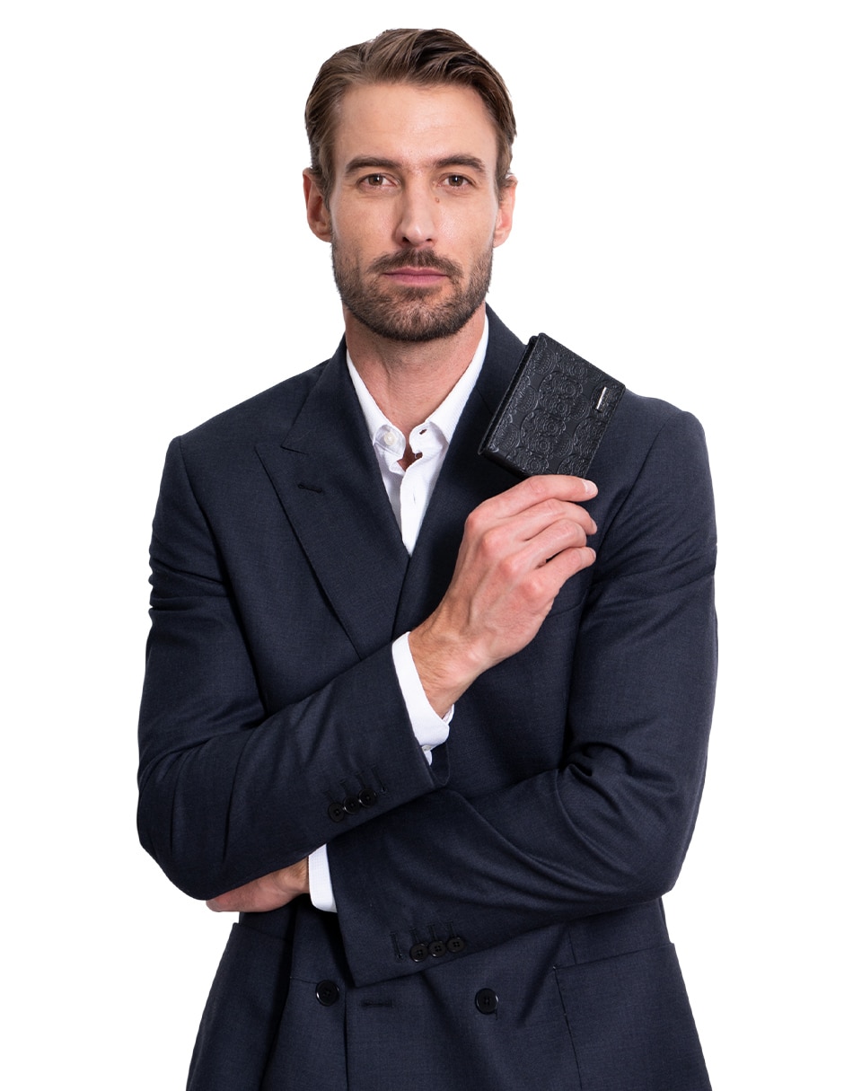 Cartera grabado tzompantli para hombre 4