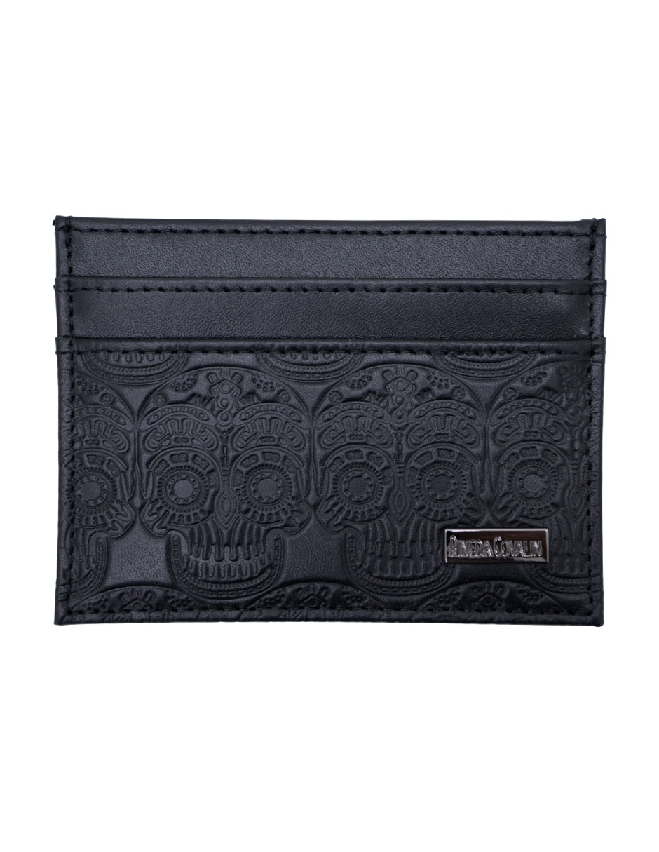 Tarjetero piel Grabado Tzompantli para hombre