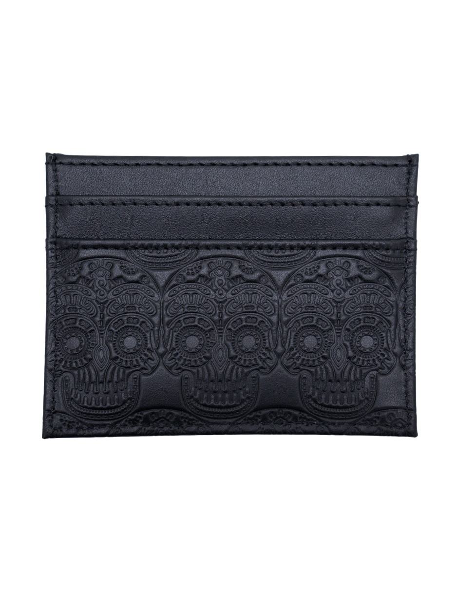 Tarjetero piel Grabado Tzompantli para hombre 2