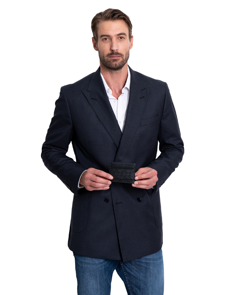 Tarjetero piel Grabado Tzompantli para hombre 4
