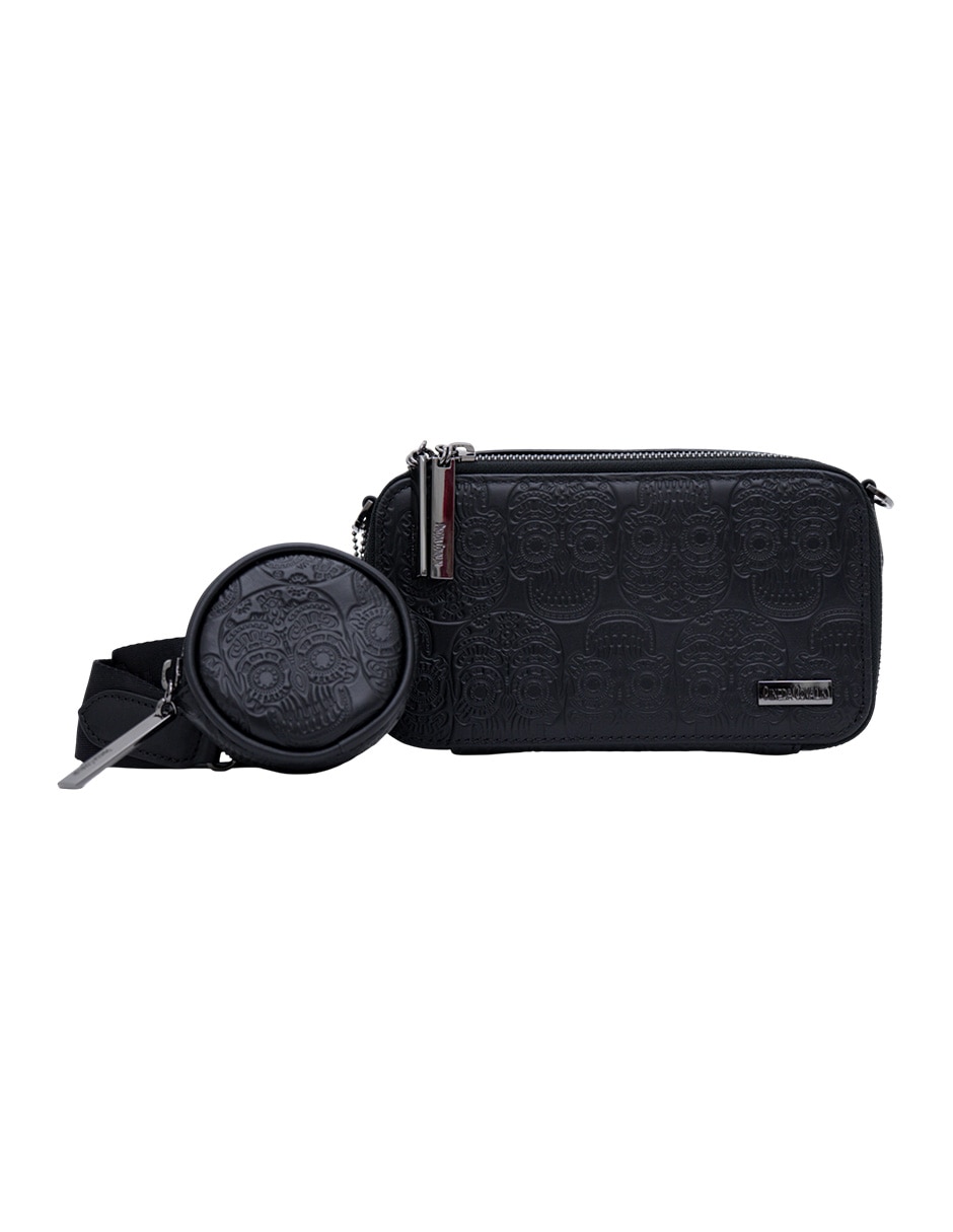 Set bolsa crossbody Tzompantli de piel para hombre