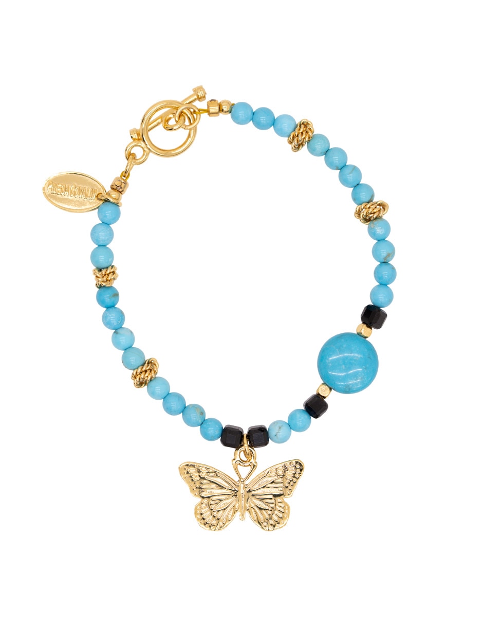 Pulsera con perla 14 K con acabado chapa de oro