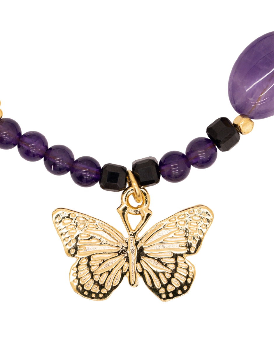 Pulsera con amatista 14 K con acabado chapa de oro 2