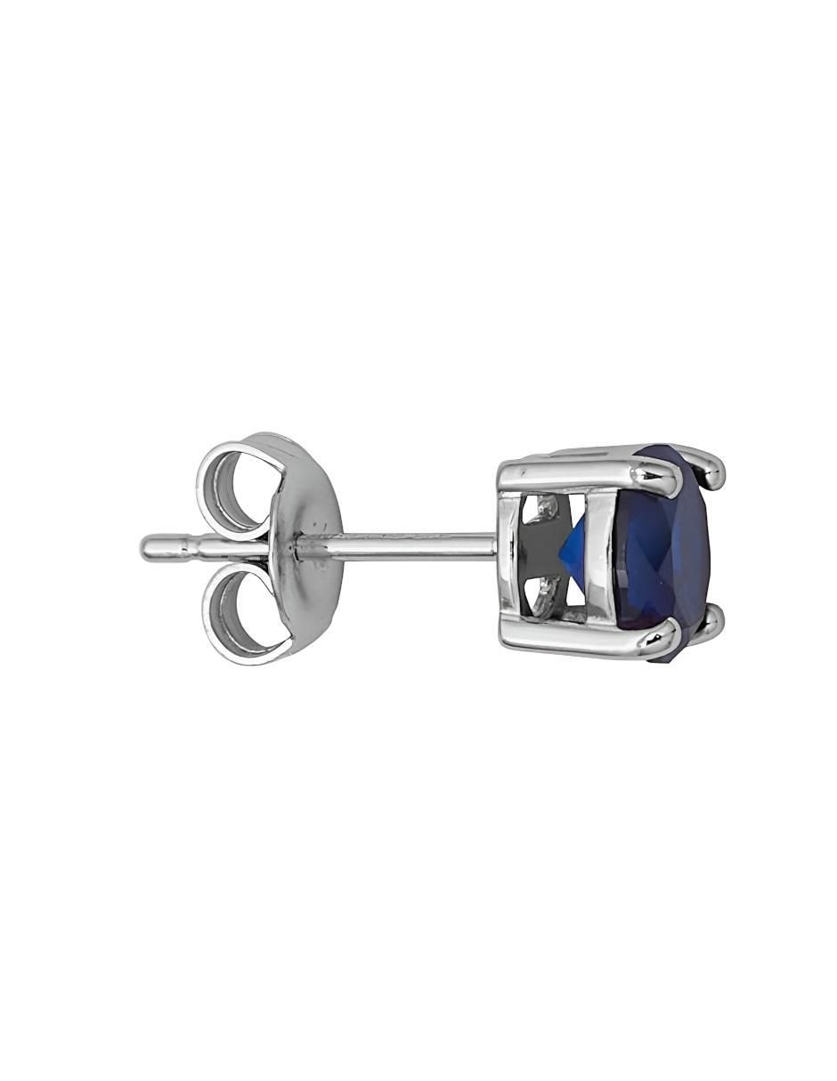 Aretes redondos de plata P 925 zafiro 3