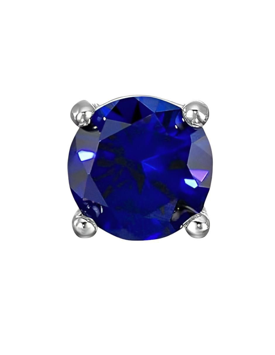 Aretes redondos de plata P 925 zafiro 4