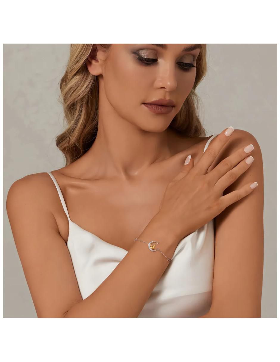 Pulsera de plata con circonita acabado brillante 2