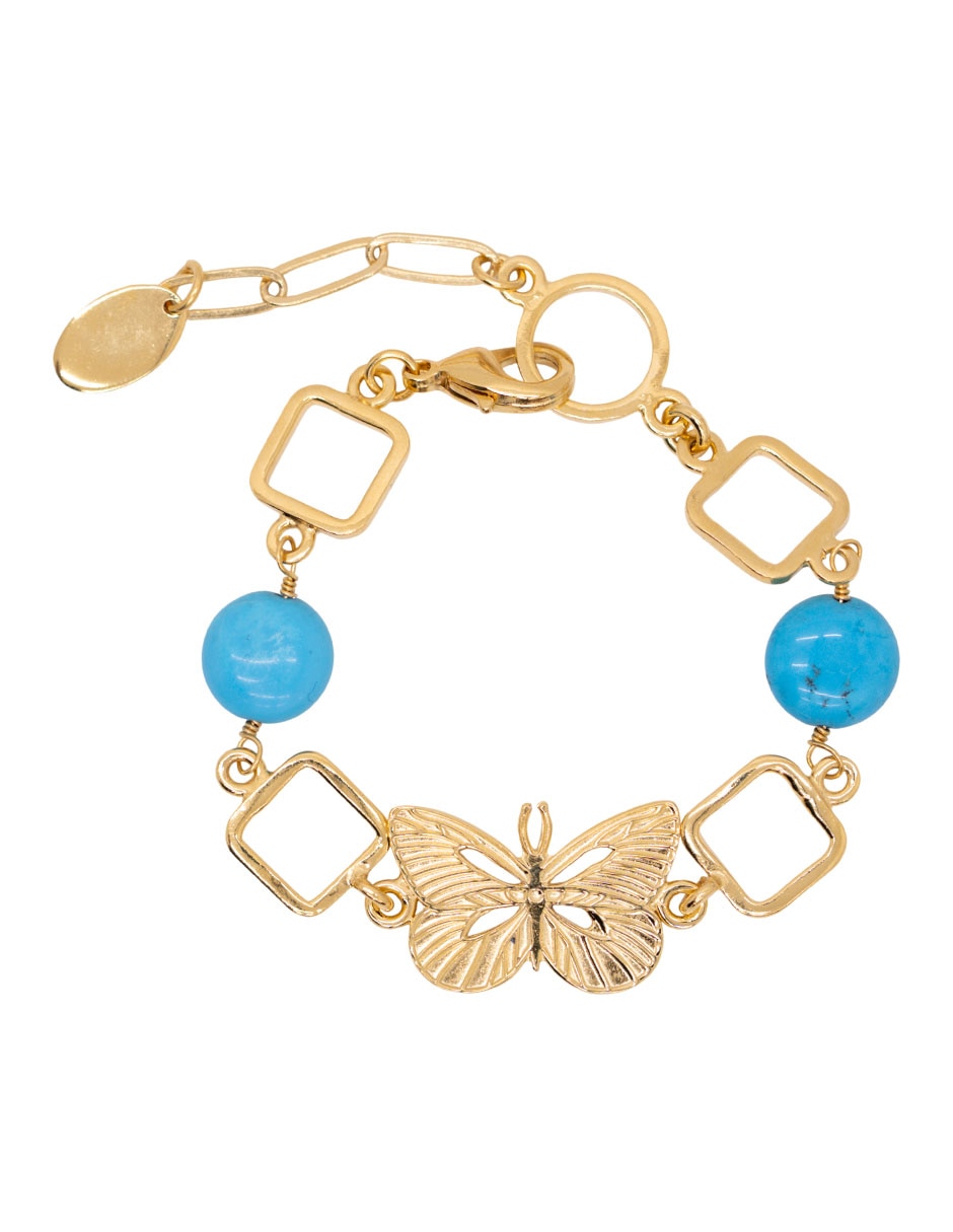 Pulsera turquesa Mariposa con acabado Pulsera turquesa Mariposa con acabado