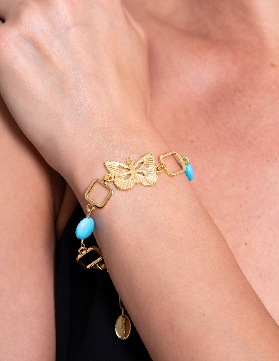 Pulsera turquesa Mariposa con acabado 4