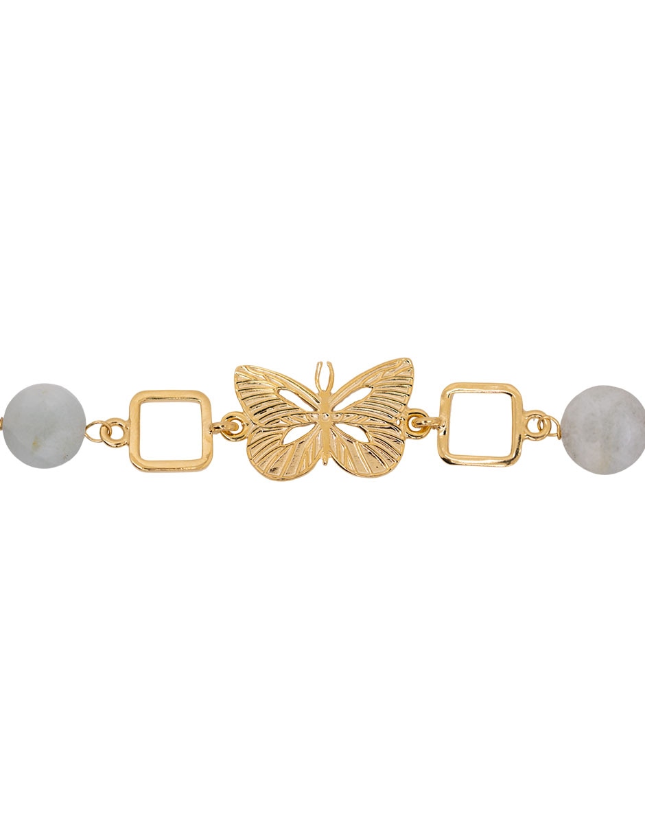 Pulsera con piedra lunar Mariposa con acabado 2