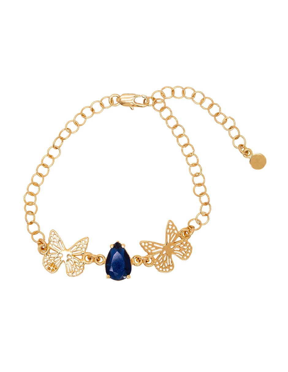 Pulsera de metal con cristal 18 K Mariposa con acabado