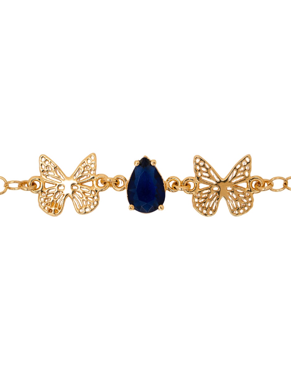 Pulsera de metal con cristal 18 K Mariposa con acabado 2