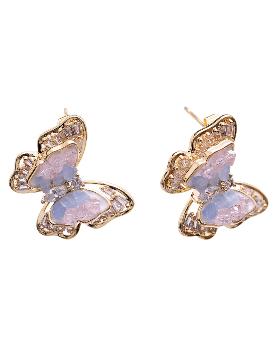 Aretes de Mariposa Mariposa 10 K con acabado chapa de oro cristal